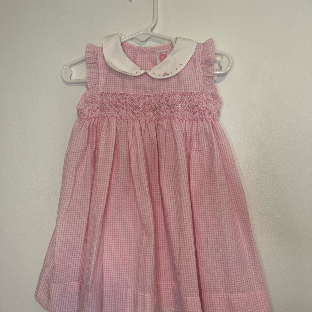 Carter's Pink Smocked Gingham Dress